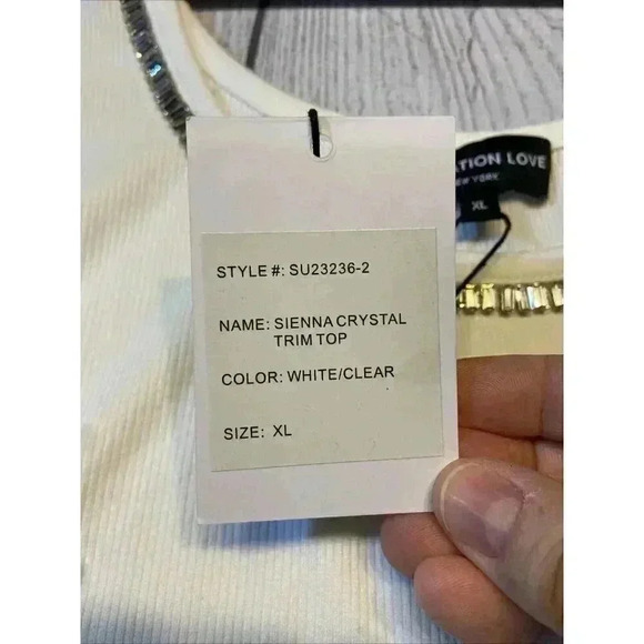 Generation Love Women's Sienna Crystal Trim Top XLARGE White‎ Cropped Clubwear - Picture 6 of 8